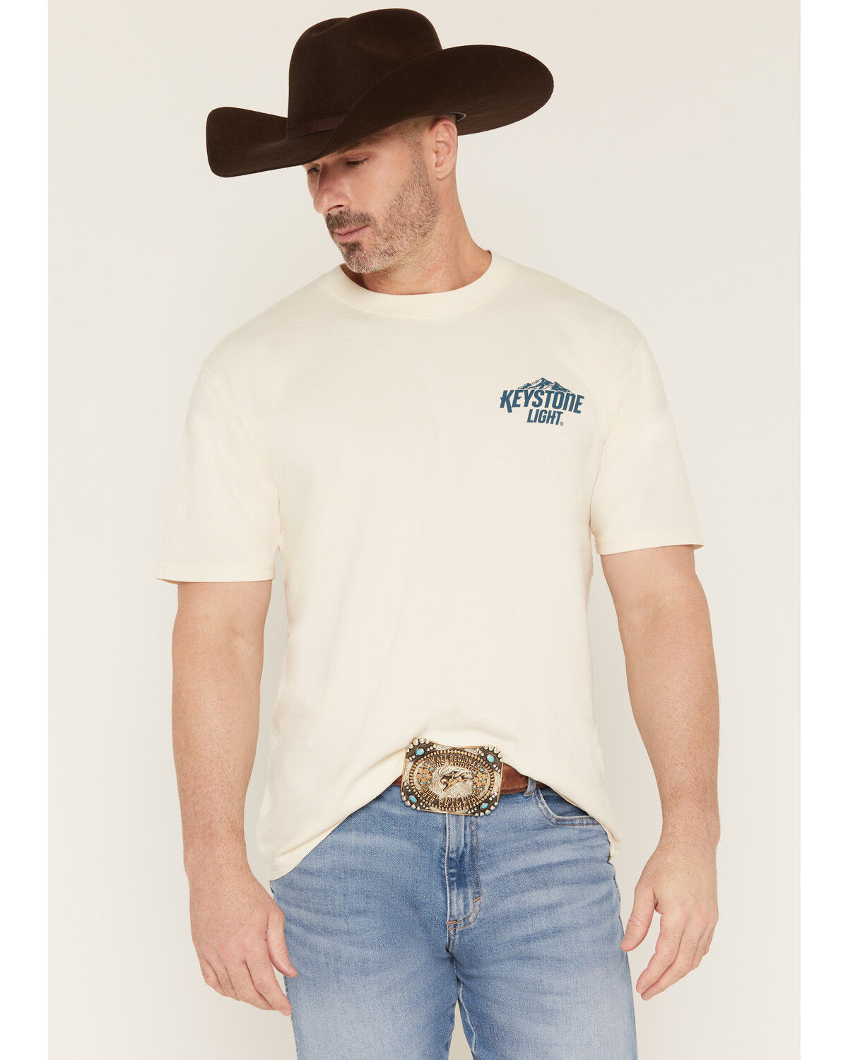 Image #2 - Changes Men's Keystone Light Short Sleeve Graphic T-Shirt, Natural, hi-res