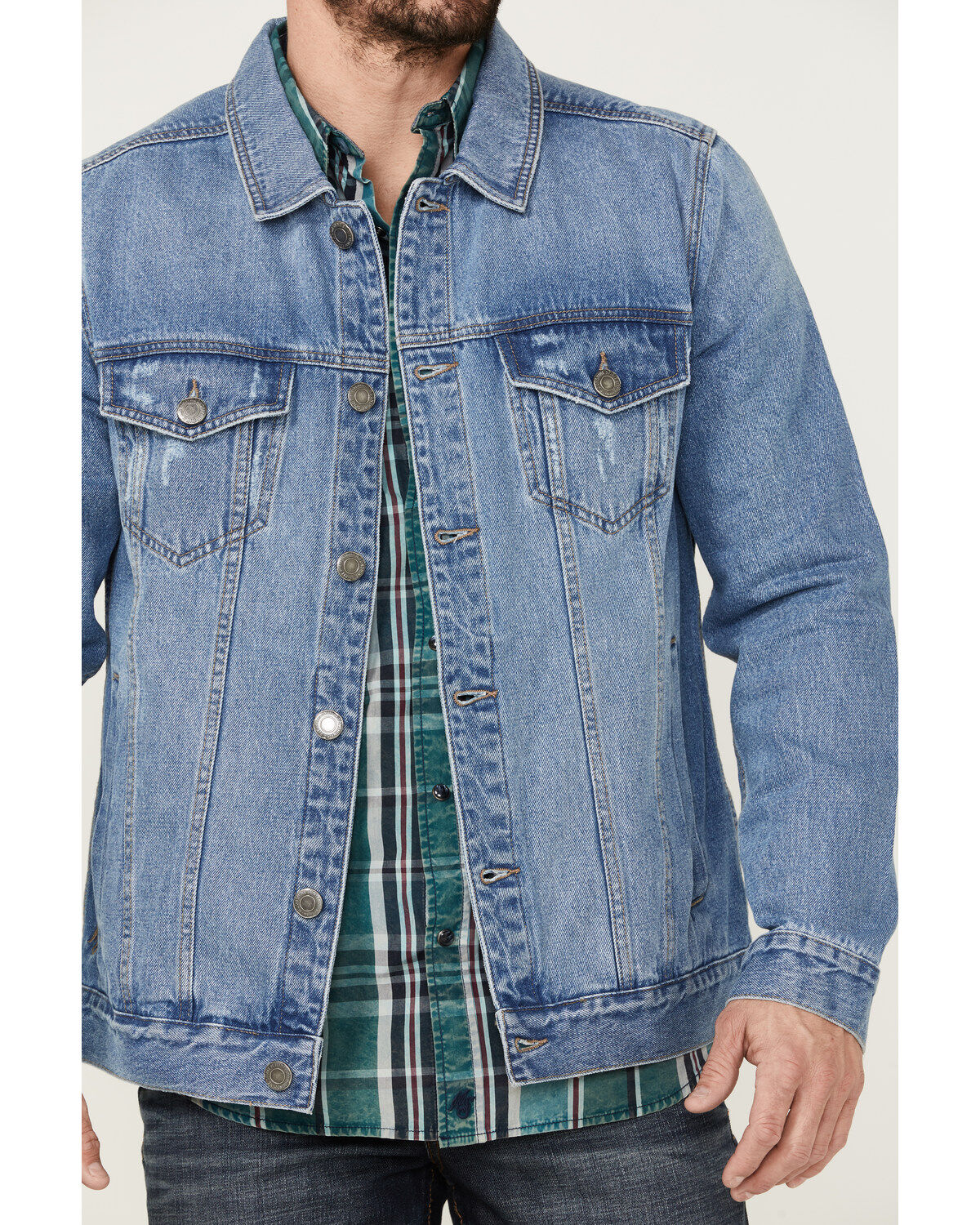 Image #3 - Moonshine Spirit&reg; Men's Button-Down Unlined Denim Trucker Jacket, Medium Wash, hi-res