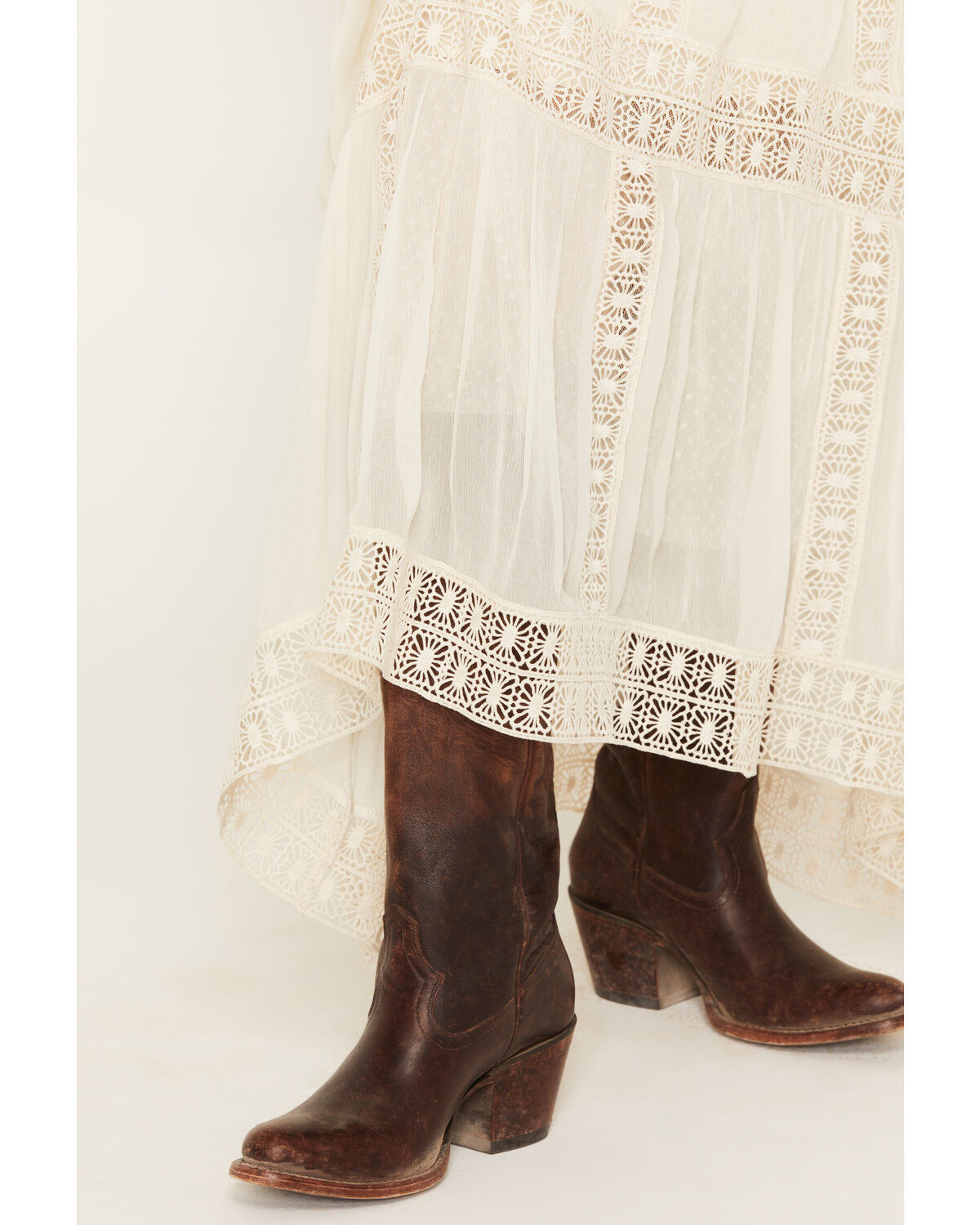 Image #4 - Shyanne Women's Lace Trim Midi Skirt, Cream, hi-res