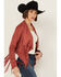 Image #2 - Shyanne Women's Open Front Faux Suede Fringe Jacket , Rust Copper, hi-res