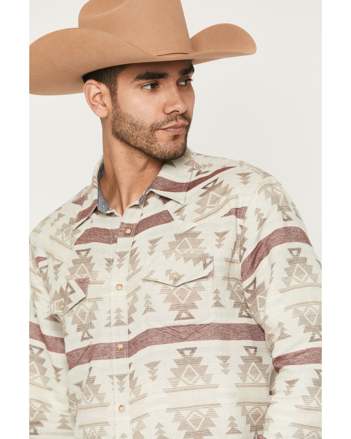Image #2 - Cody James Men's Sierra Nevada Southwestern Print Long Sleeve Snap Western Shirt, Tan, hi-res