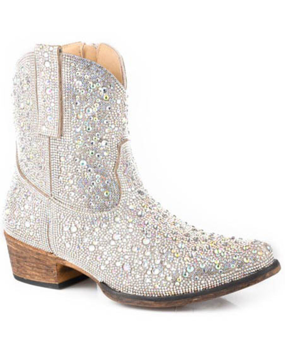 Roper Women's Shay Jewels Embellished Western Booties - Snip Toe, Silver, hi-res