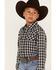 Image #2 - Cody James Boys' Gingham Print Long Sleeve Snap Western Flannel Shirt, Blue, hi-res