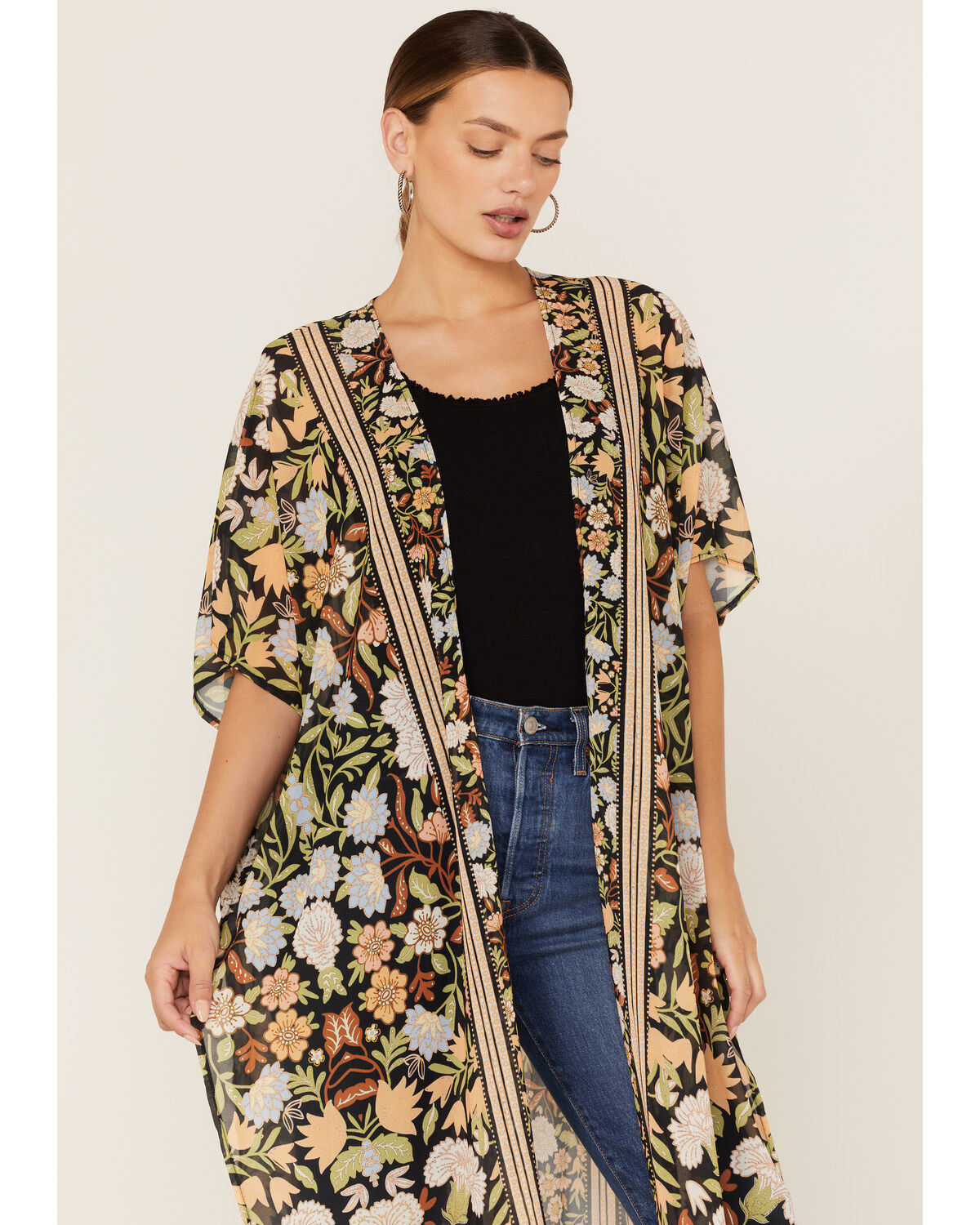 Image #2 - Flying Tomato Women's Floral Print Duster Kimono, , hi-res