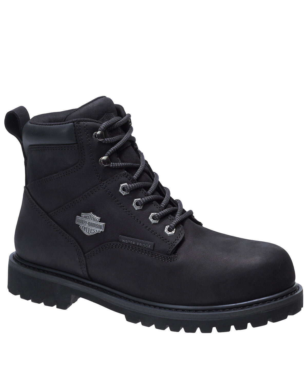 Image #1 - Harley Davidson Men's Gavern Black Waterproof Work Boots - Composite Toe, Black, hi-res