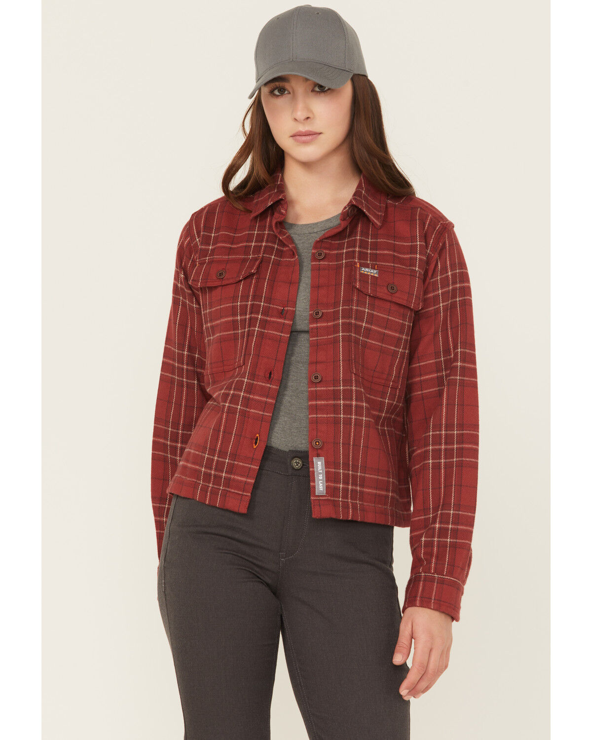 Ariat Women's Rebar Heavy Durastretch Flannel Work Shirt, Red, hi-res
