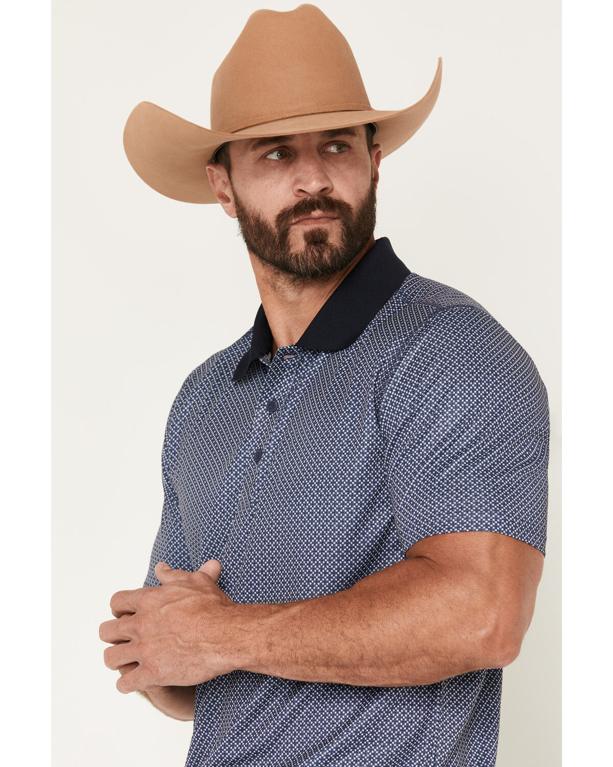 Image #2 - RANK 45&reg; Men's Urban Rancher Geo Print Short Sleeve Button-Down Polo Shirt, Navy, hi-res