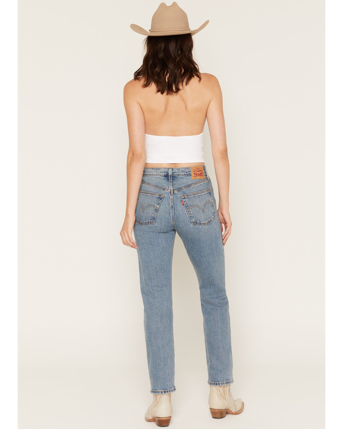 Image #3 - Levi's Women's 501 Medium Wash High Rise Straight Stretch Denim Jeans, Medium Wash, hi-res