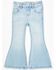 Image #1 - Shyanne Toddler Girls' Floral Embroidered Light Wash Flare Stretch Denim Jeans , Light Wash, hi-res