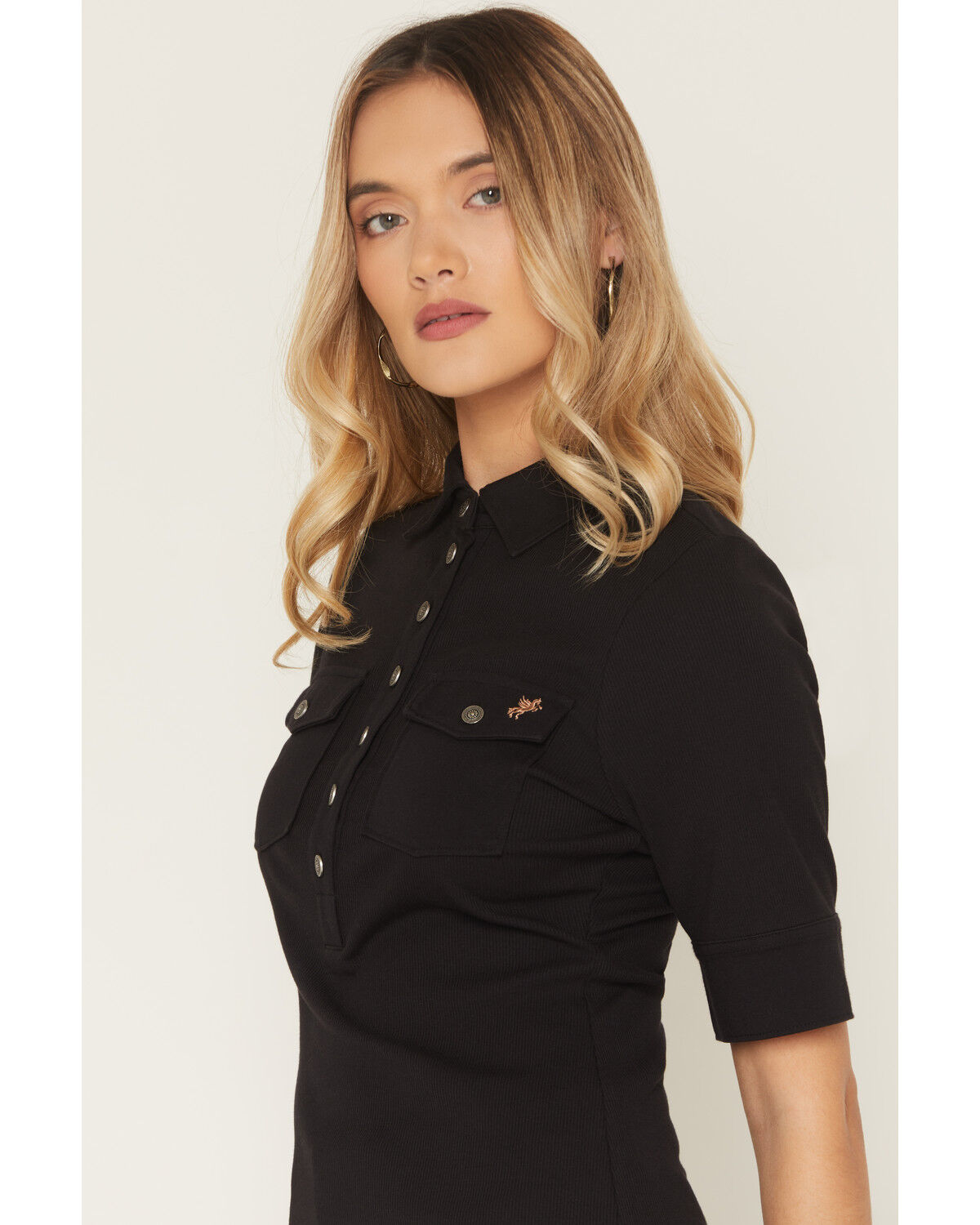 Image #3 - Idyllwind Women's Cora Knit Polo Shirt, Black, hi-res