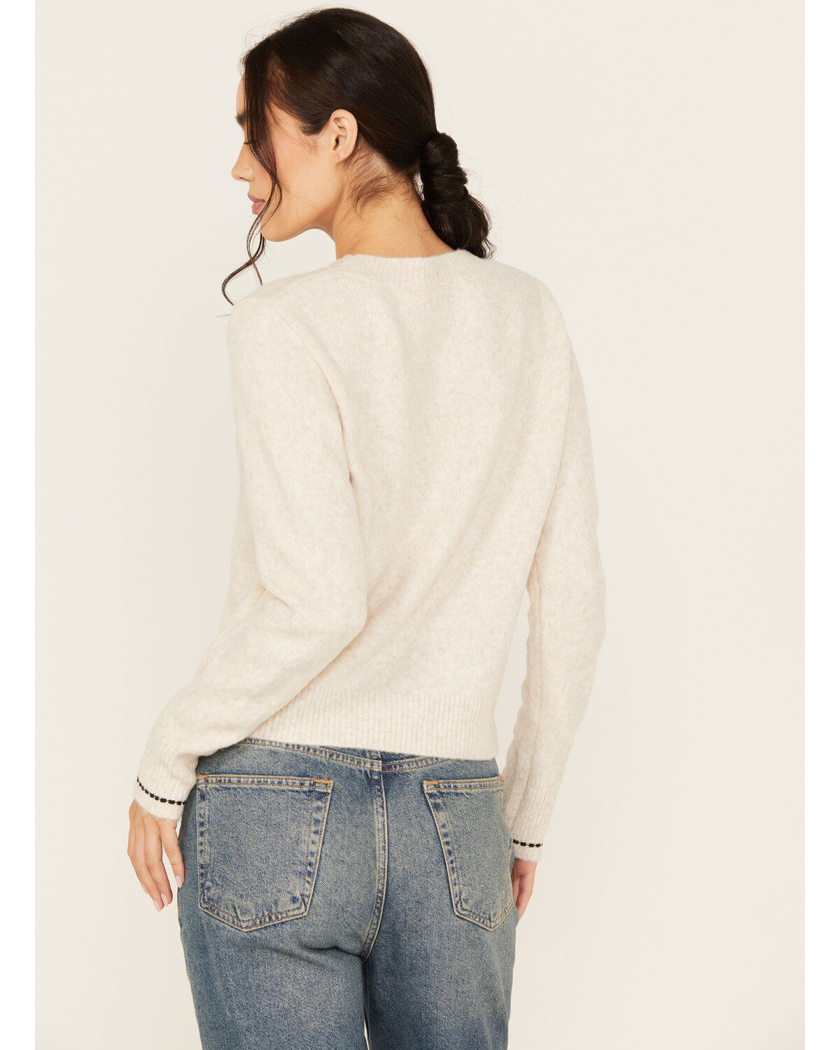 Image #4 - White Crow Women's Howdy Stitch Sweater, Tan, hi-res
