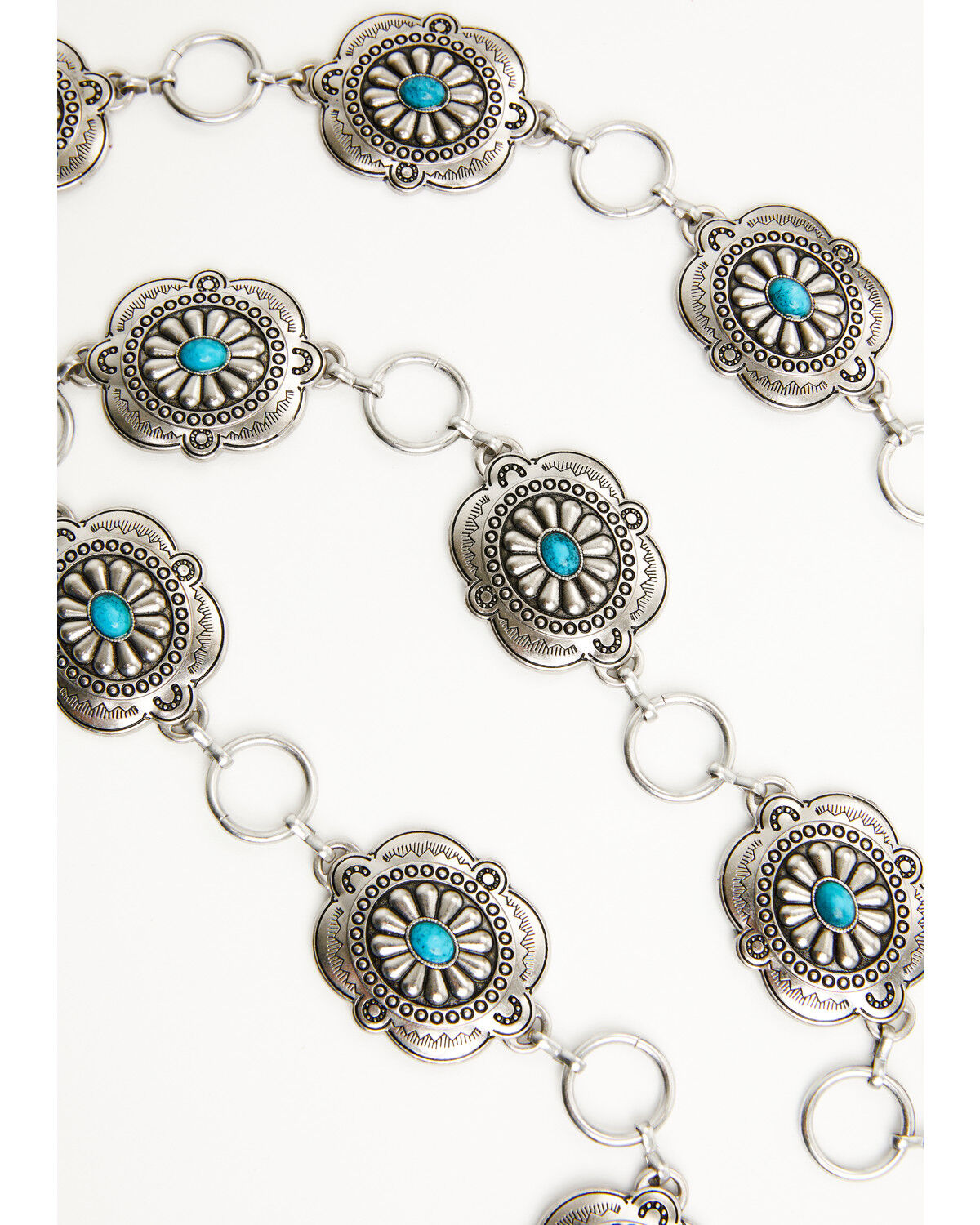 Image #3 - Shyanne Women's Southwestern Floral Medallion Chain Concho Belt, Silver, hi-res
