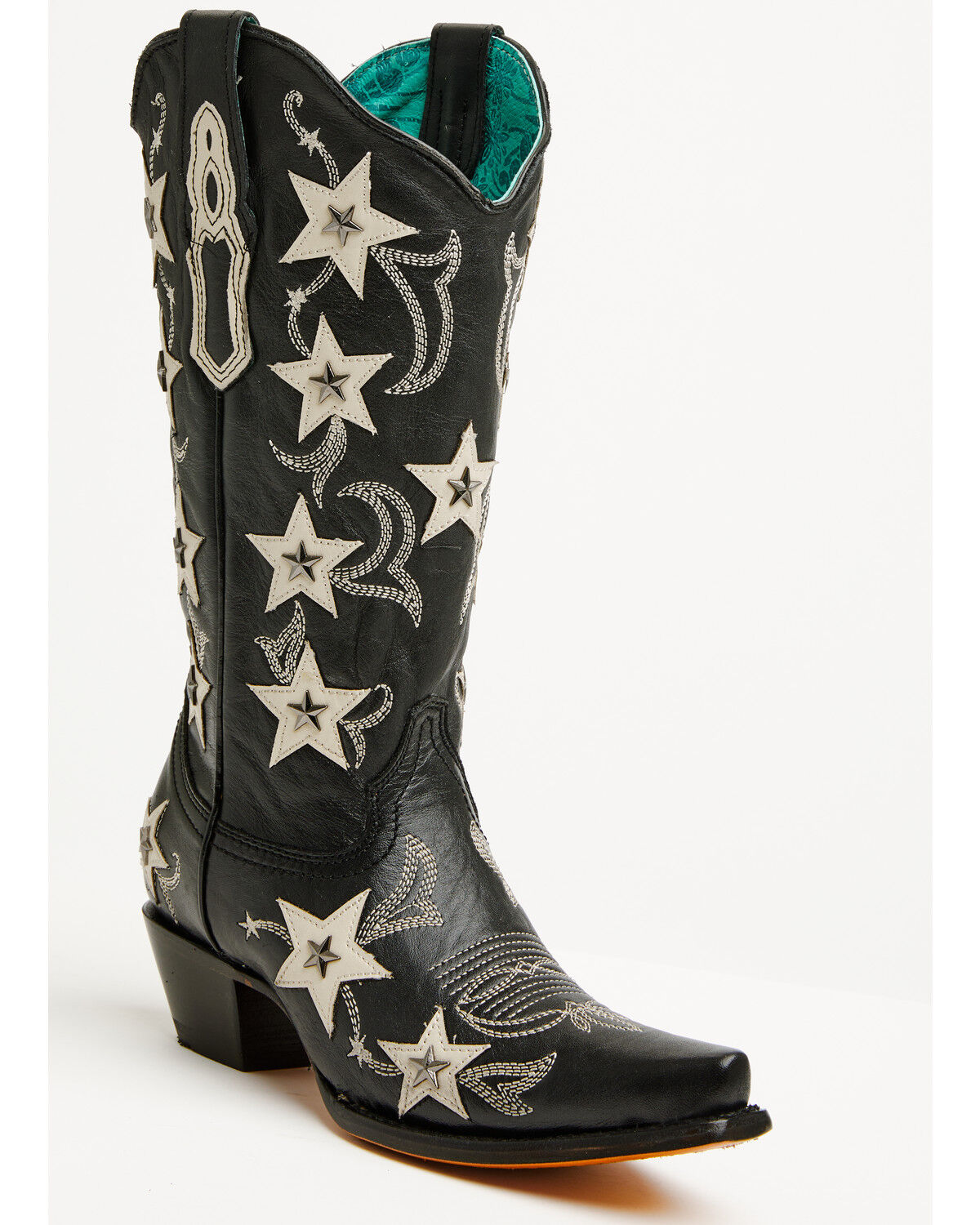 Corral Women's Star Overlay Studded Western Boots - Snip Toe, Black, hi-res