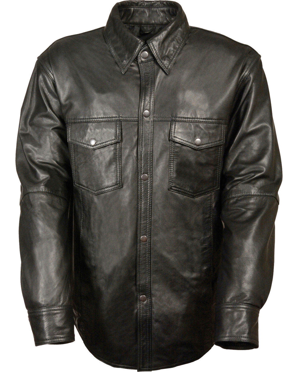 Image #1 - Milwaukee Leather Men's Black Lightweight Leather Shirt - Big & Tall, Black, hi-res
