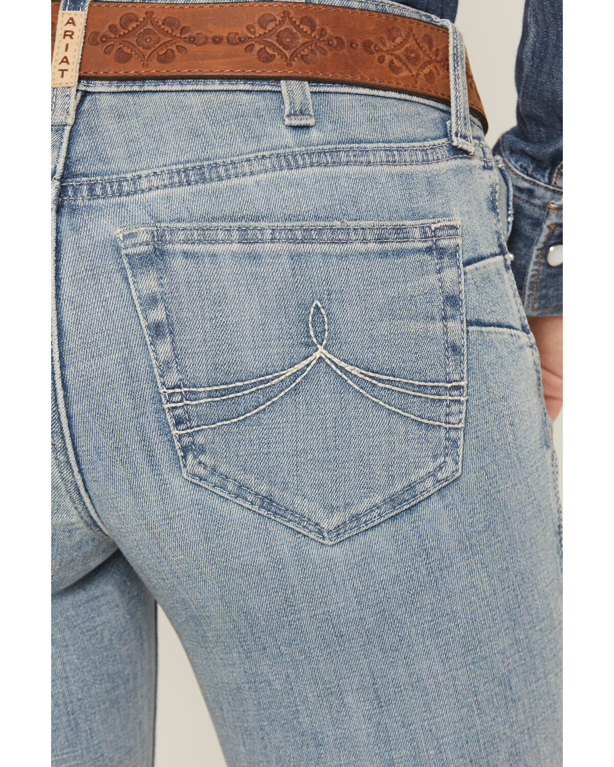 Image #4 - Ariat Women's Nayelli Medium Wash Perfect Rise Bootcut Stretch Denim Jeans, Medium Wash, hi-res