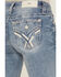 Image #2 - Miss Me Women's Medium Wash Mid Rise 34" Bootcut Stretch Denim Jeans, Medium Wash, hi-res