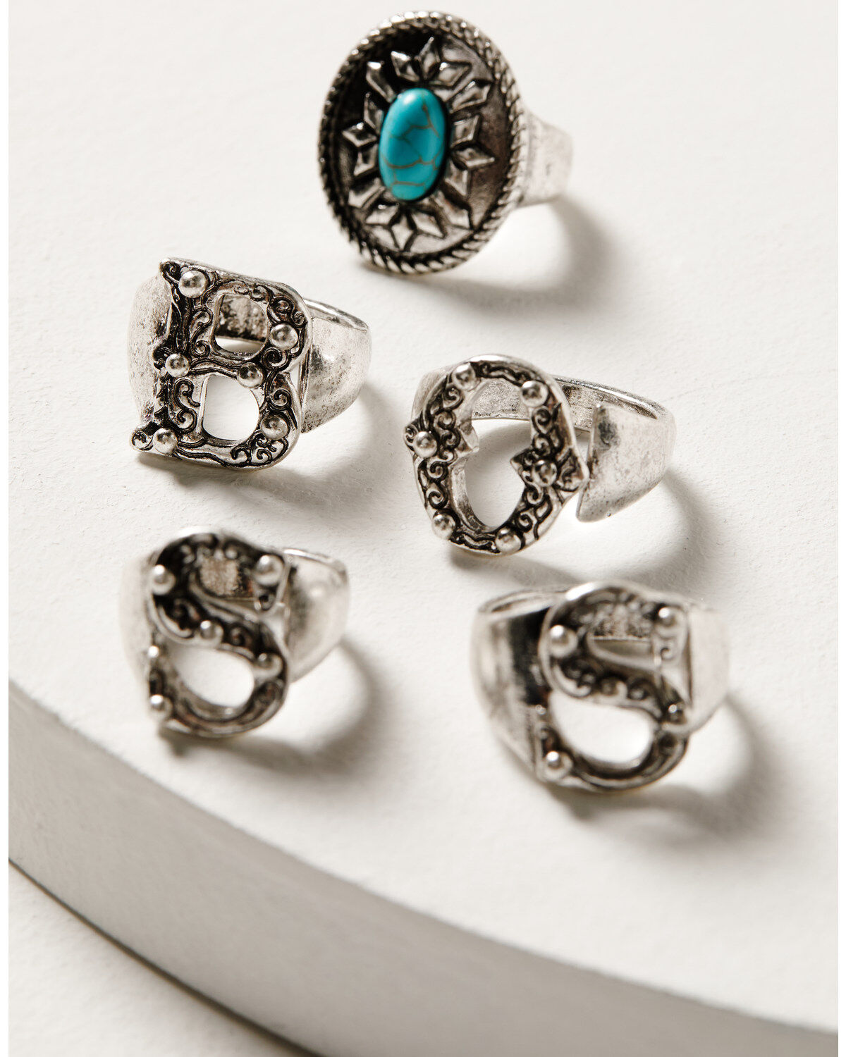 Image #1 - Idyllwind Women's Antique Boss Spell Out Ring Set - 5-Piece, Silver, hi-res
