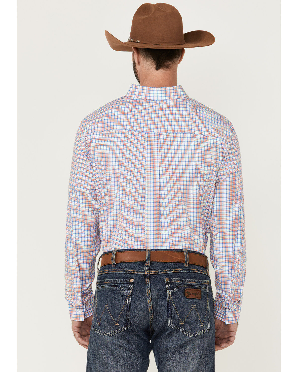 Image #4 - RANK 45&reg; Men's Bronc Small Plaid Print Long Sleeve Button-Down Western Shirt, Red/white/blue, hi-res
