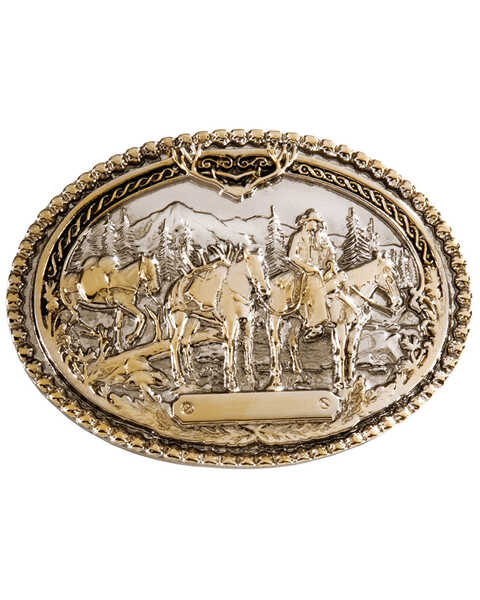 Image #1 - Montana Silversmiths Pack Horse and Rider Buckle, Silver, hi-res