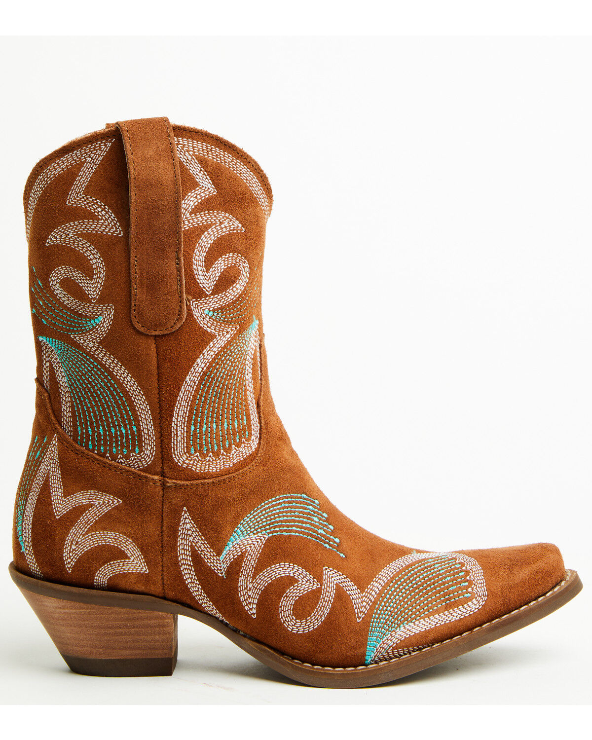 Image #2 - Dingo Women's Flying Colors Suede Western Booties - Round Toe, Camel, hi-res