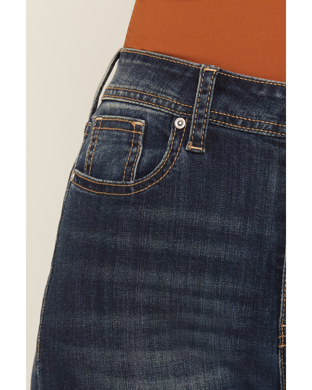 Image #2 - Grace in LA Women's Dark Wash High Rise Howdy Pocket 32" Straight Stretch Denim Jeans, Dark Wash, hi-res