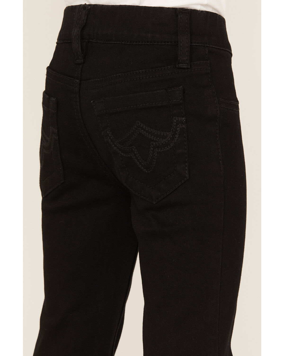 Image #4 - Shyanne Little Girls' Pull-On Super Stretch Denim Flare Jeans, Black, hi-res