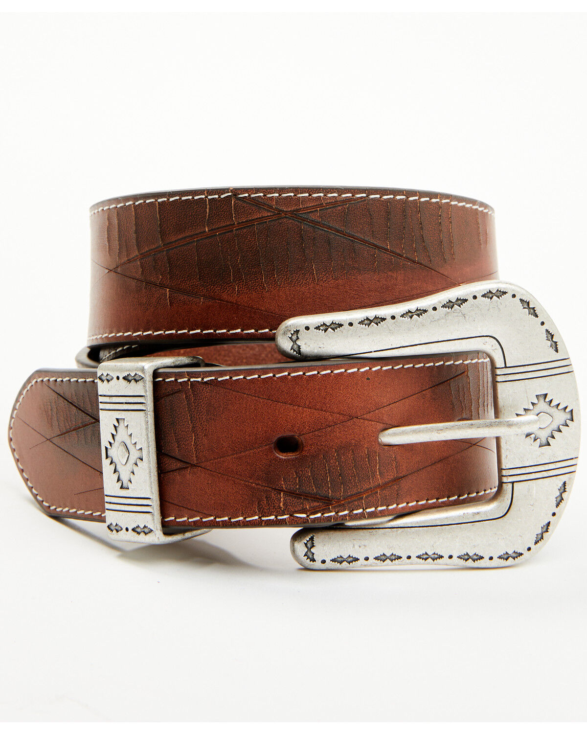 Image #2 - RANK 45&reg; Men's Colt Embossed Leather Belt, Brown, hi-res