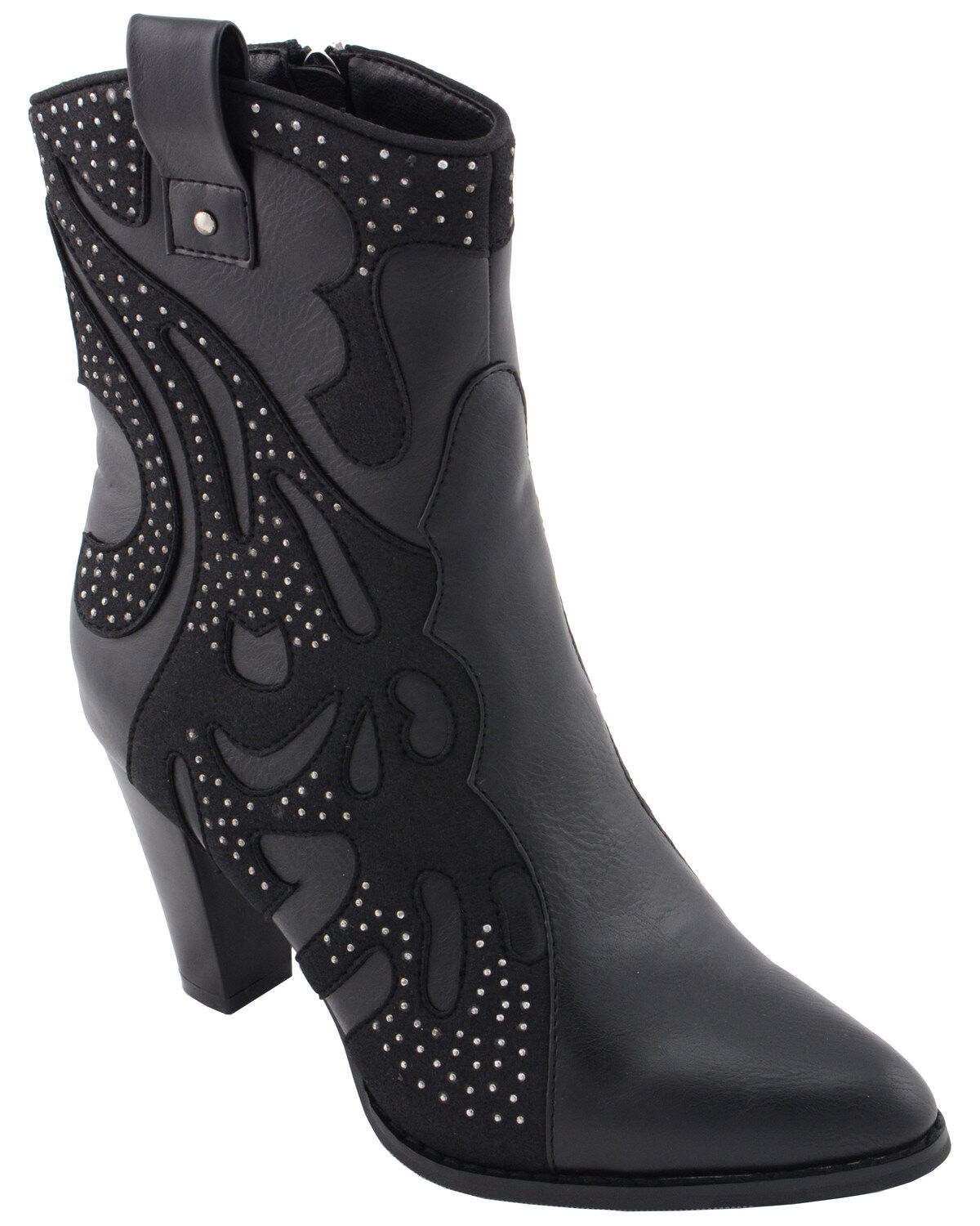 Image #1 - Milwaukee Leather Women's Studded Overlay Western Boots - Round Toe, Black, hi-res