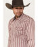 Image #2 - Moonshine Spirit&reg; Men's Red Canyon Striped Long Sleeve Pearl Snap Western Shirt, Burgundy, hi-res