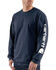 Image #2 - Carhartt Men's Loose Fit Heavyweight Long Sleeve Logo Graphic Work T-Shirt - Big & Tall, Navy, hi-res