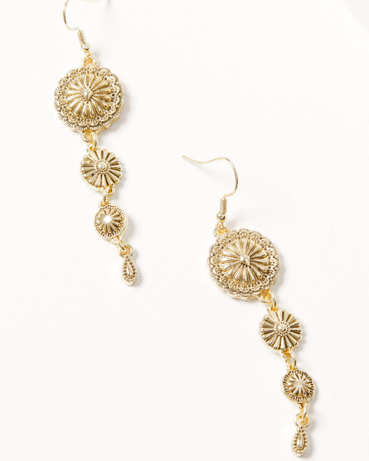Image #1 - Shyanne Women's Western Muse Triple Concho Dangle Earrings, Gold, hi-res