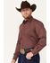 Image #2 - Stetson Men's Geo Print Long Sleeve Snap Western Shirt, Wine, hi-res