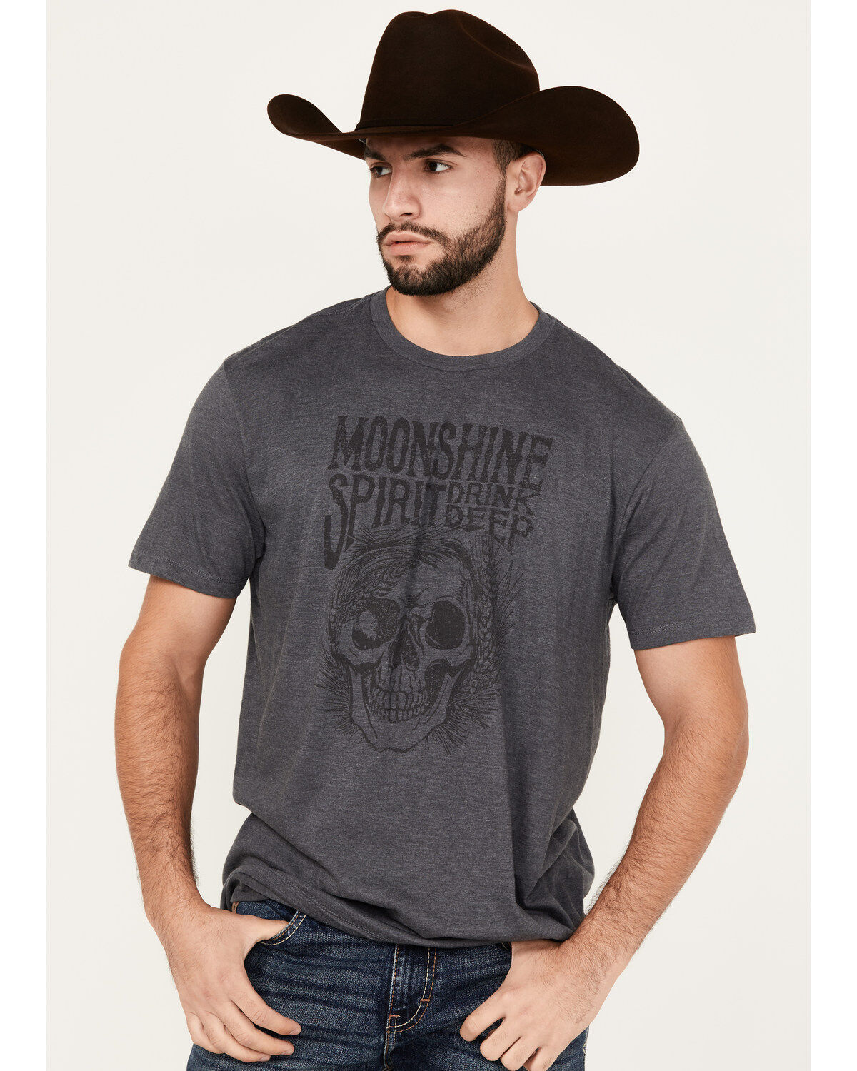 Image #1 - Moonshine Spirit&reg; Men's Drink Deep Short Sleeve Graphic T-Shirt, Charcoal, hi-res