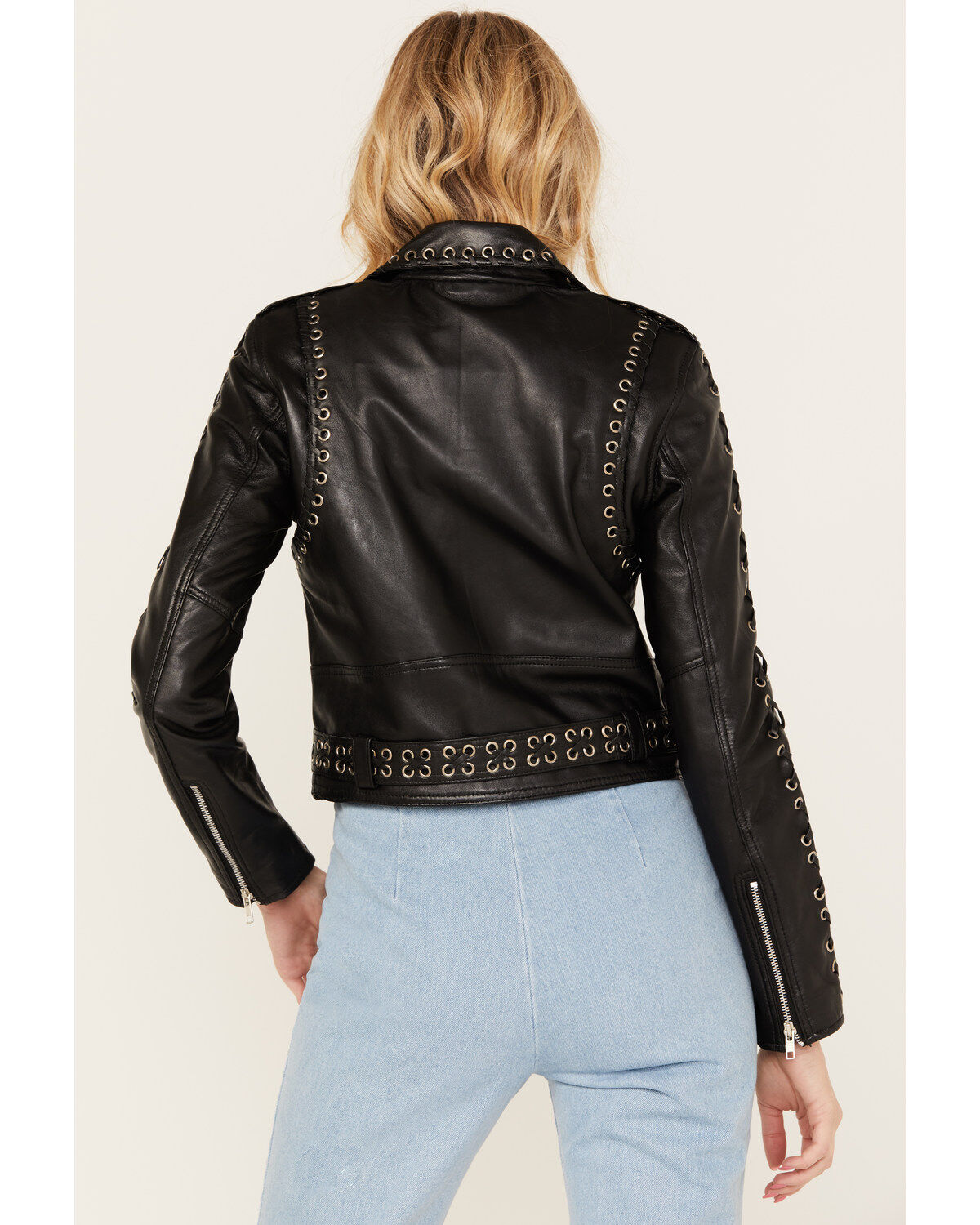 Image #4 - Understated Leather Women's Destiny Eyelet Moto Jacket, Black, hi-res