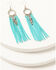 Image #2 - Idyllwind Women's Andora Leather Fringe Earrings, Turquoise, hi-res