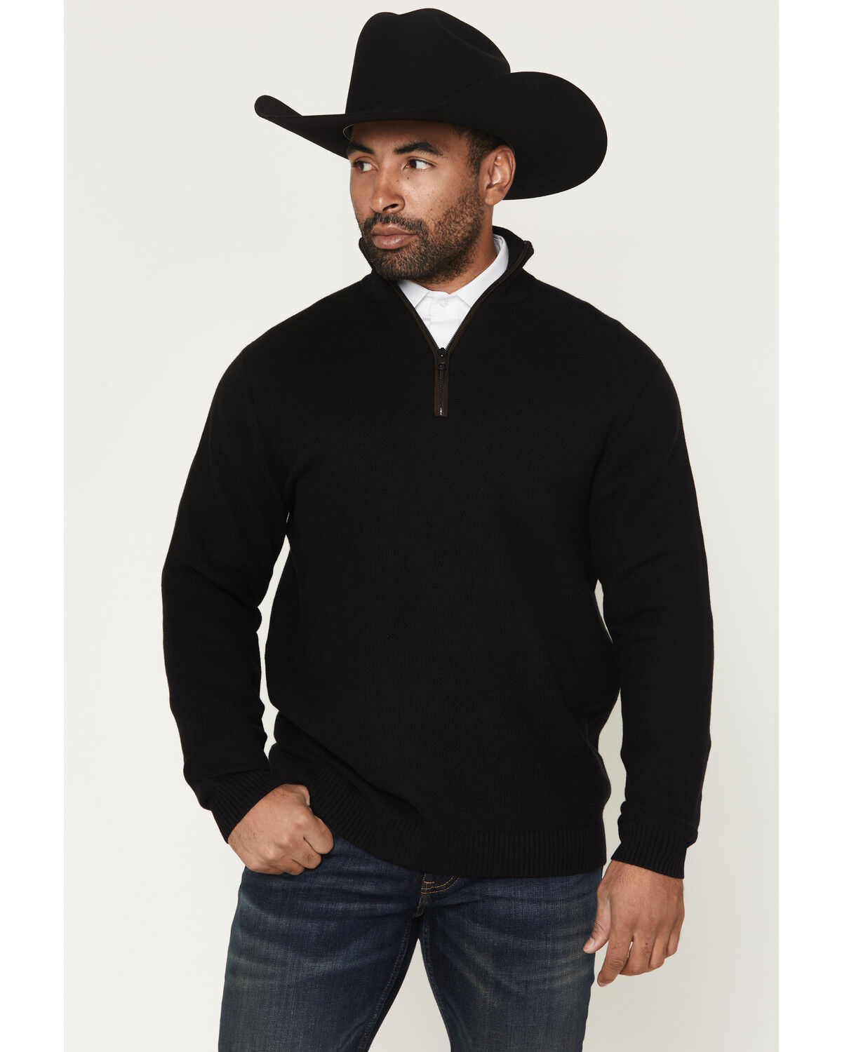 Image #1 - Cody James Black 1978&reg; Men's Parker Solid 1/4 Zip Pullover Sweater, Black, hi-res