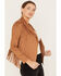 Image #2 - Shyanne Women's Crop Fringe Faux Suede Jacket, Brown, hi-res