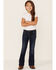 Image #1 - Rock & Roll Denim Girls' Dark Front Seamed Twill Trousers, Blue, hi-res