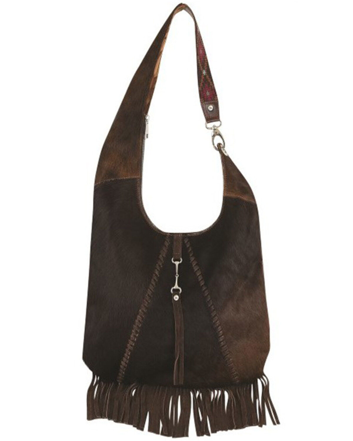 Image #1 - Red Dirt Hat Women's Fringe Hobo Bag, Dark Brown, hi-res
