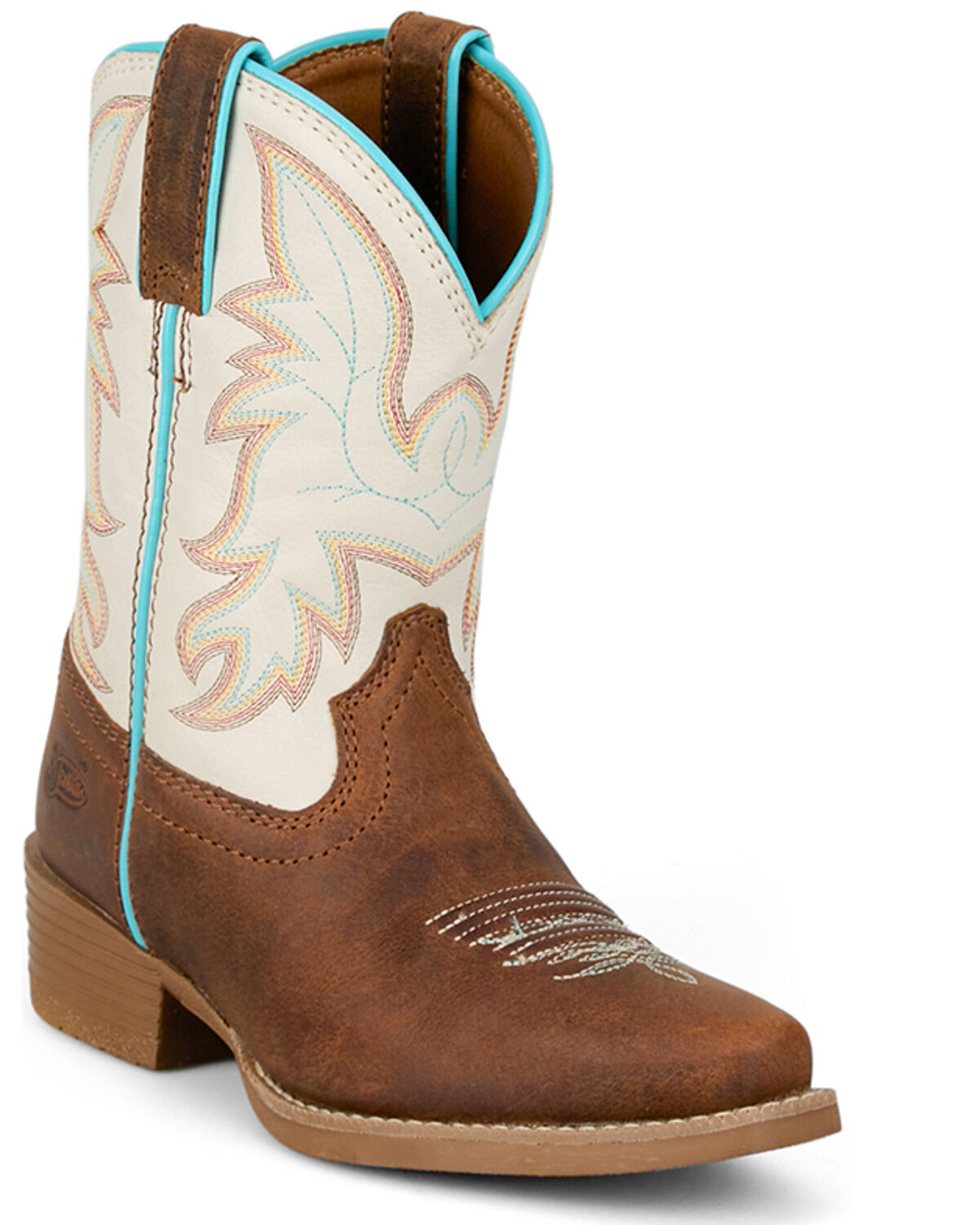 Image #1 - Justin Girls' Whinny Western Boots - Snip Toe, Cognac, hi-res