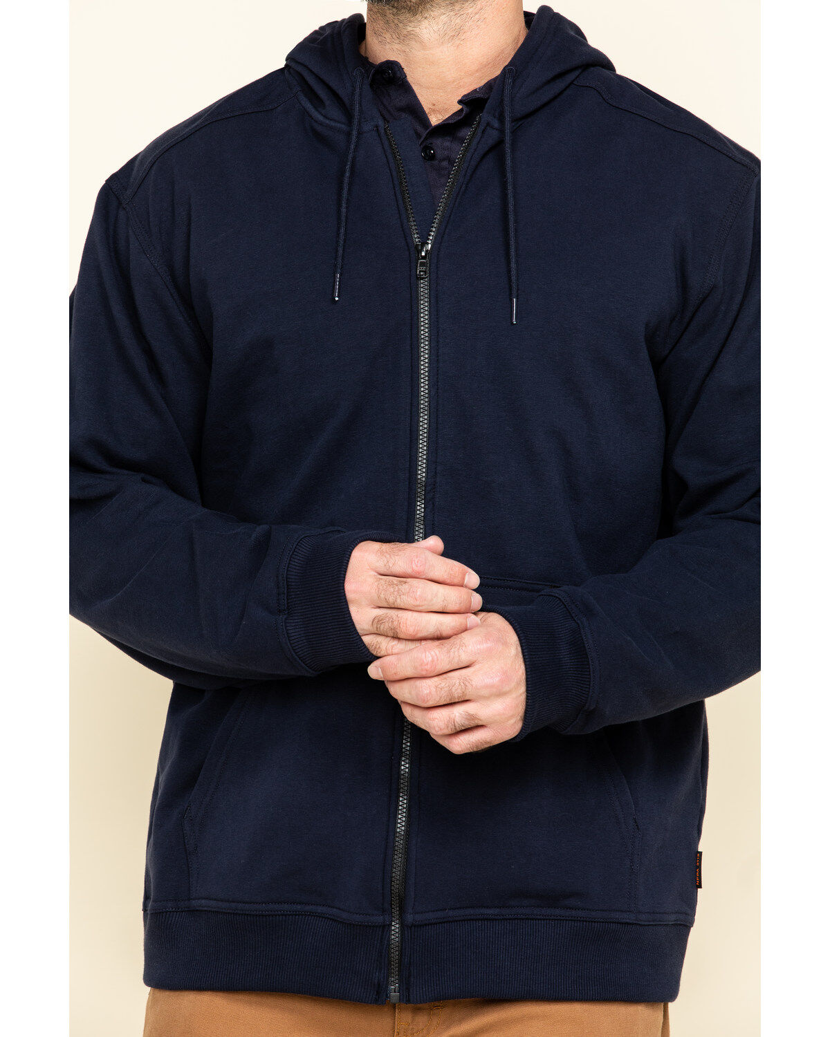 Image #4 - Hawx Men's FR Zip Up Fleece Work Hoodie - Tall, Navy, hi-res