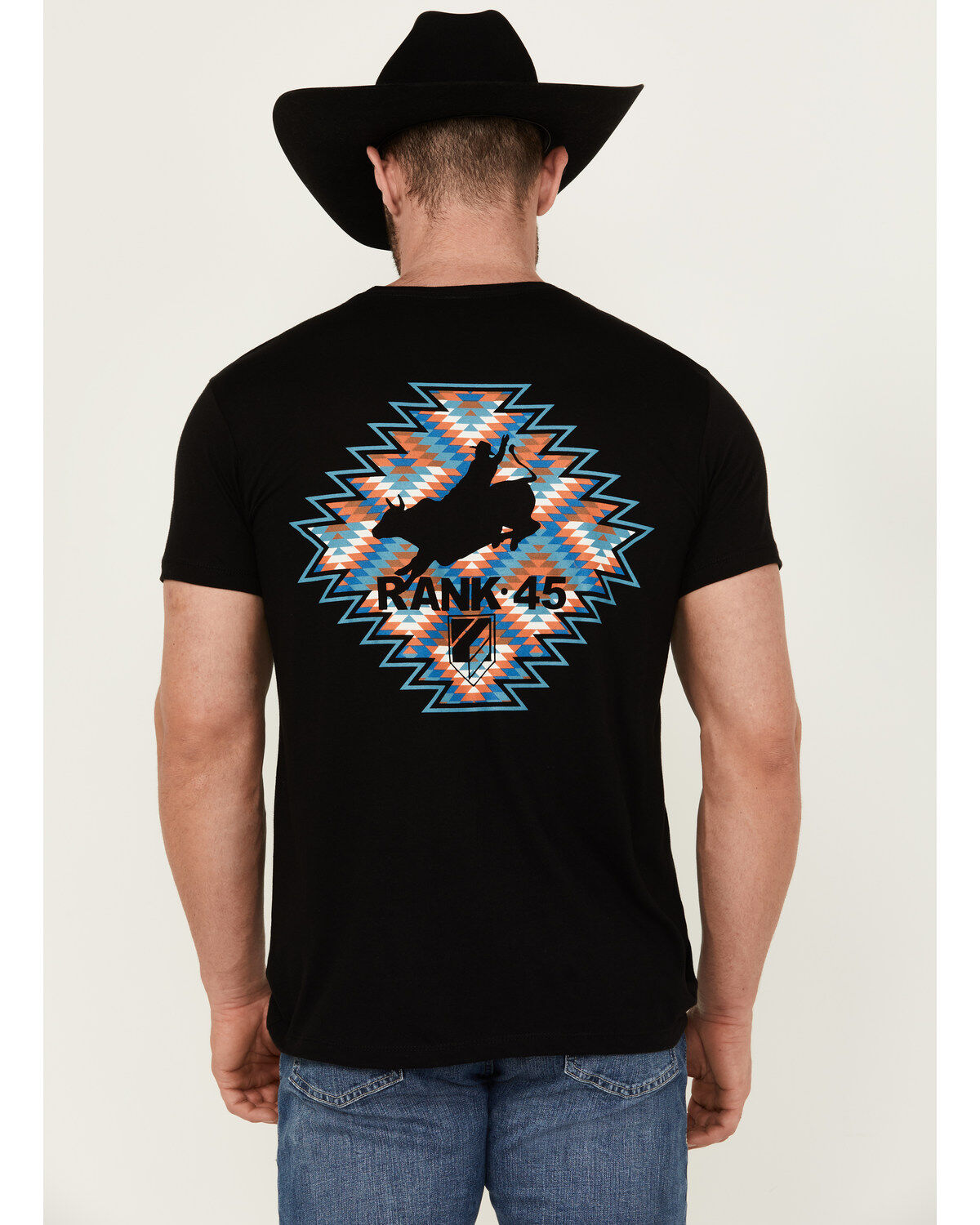 Image #4 - RANK 45&reg; Men's Southwestern Print Bull Logo Short Sleeve Graphic T-Shirt, Black, hi-res