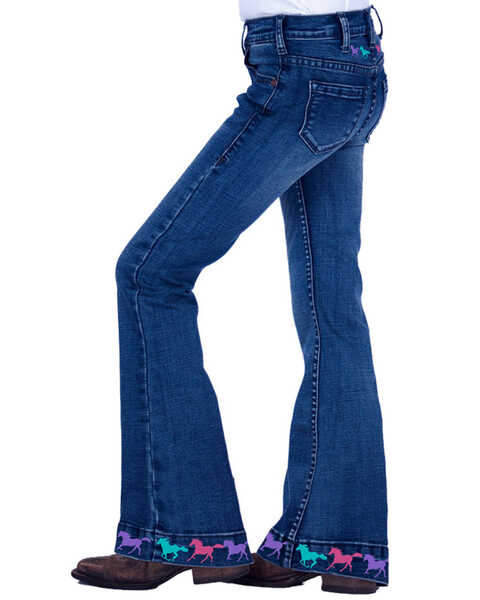 Image #3 - Cowgirl Tuff Girls' Ride Fast Trouser, Blue, hi-res