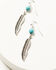 Image #3 - Shyanne Women's Cactus Feather Hoop Earring Set - 3 Piece, Silver, hi-res