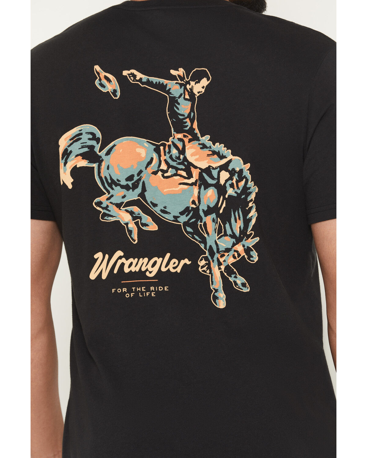 Image #4 - Wrangler Men's Boot Barn Exclusive Pastel Cowboy Short Sleeve Graphic T-Shirt, Black, hi-res