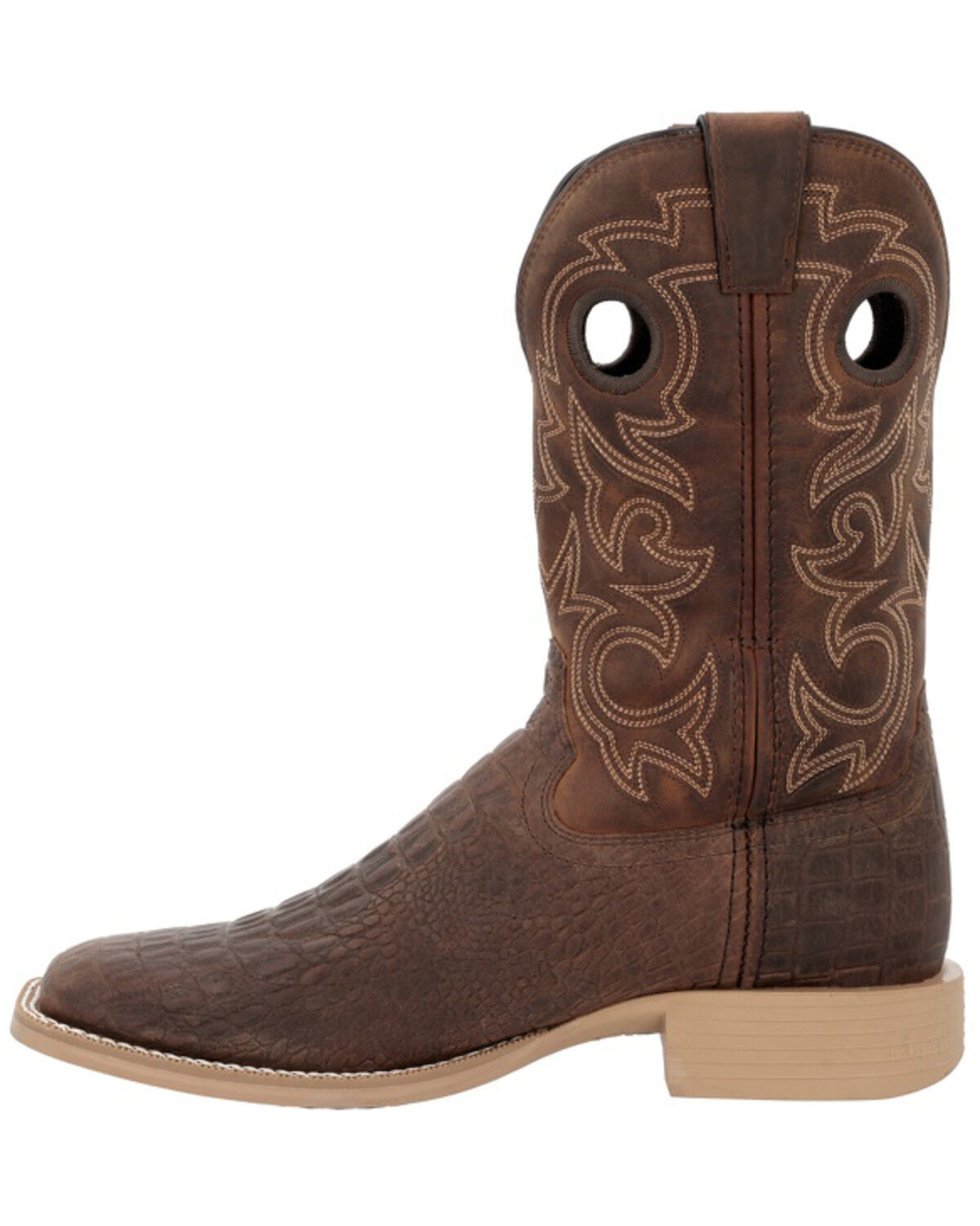 Image #3 - Durango Men's Shyloh Croc Print Performance Western Boots - Broad Square Toe, Brown, hi-res