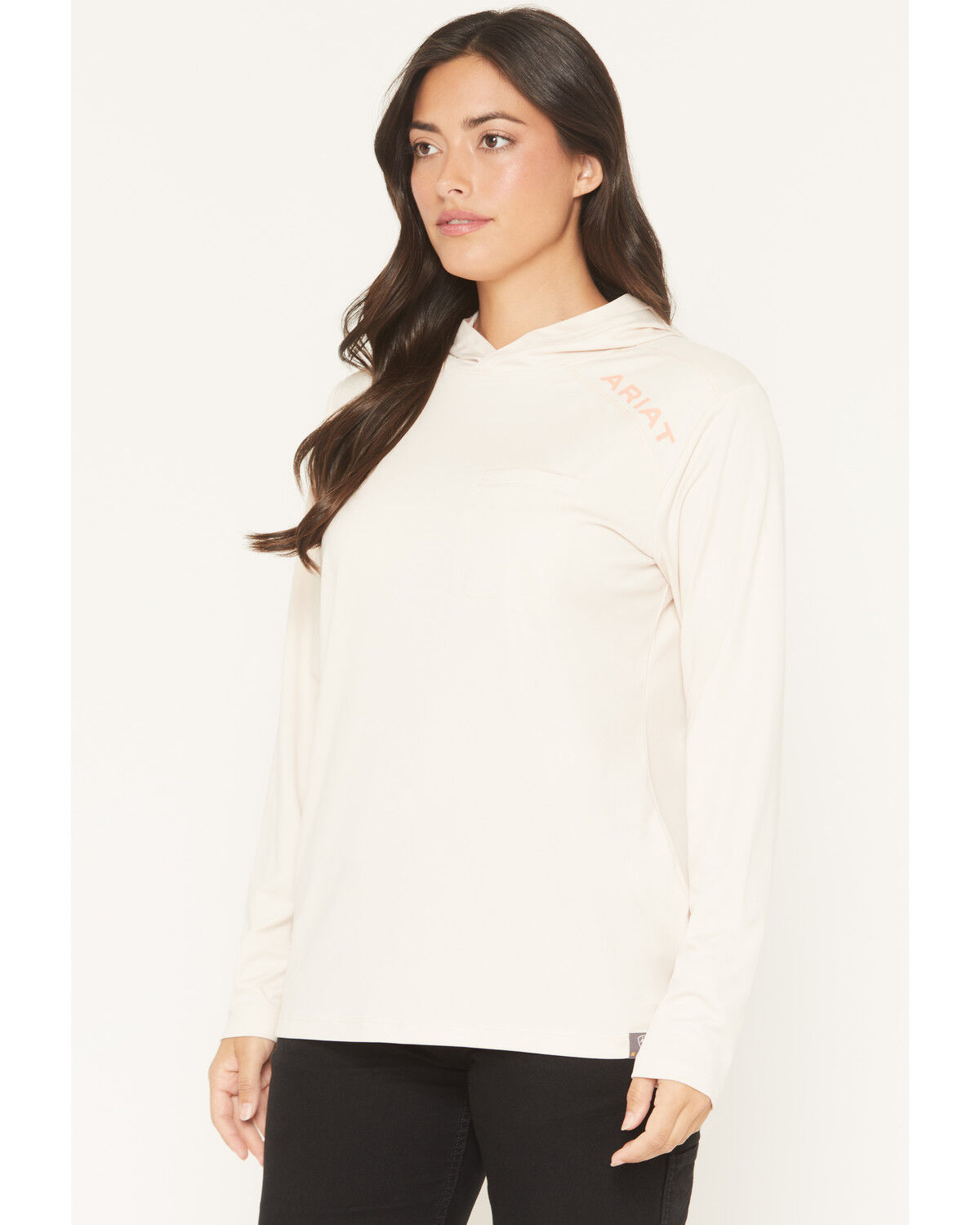 Image #2 - Ariat Women's Rebar Sunblocker Hooded Long Sleeve T-Shirt, Cream, hi-res