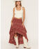 Image #1 - Cleo + Wolf Women's Plaid Print High Low Ruffle Midi Skirt, Rose, hi-res