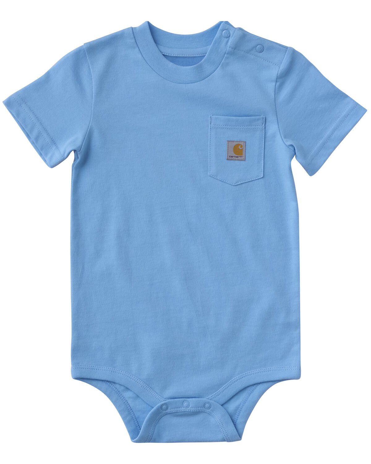 Carhartt Infant Boys' Solid Logo Short Sleeve Snap Onesie, Light Blue, hi-res