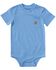 Image #1 - Carhartt Infant Boys' Solid Logo Short Sleeve Snap Onesie, Light Blue, hi-res
